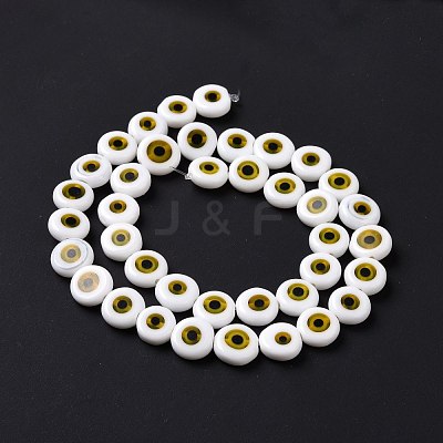 Handmade Evil Eye Lampwork Flat Round Bead Strands LAMP-L058-10mm-27-1