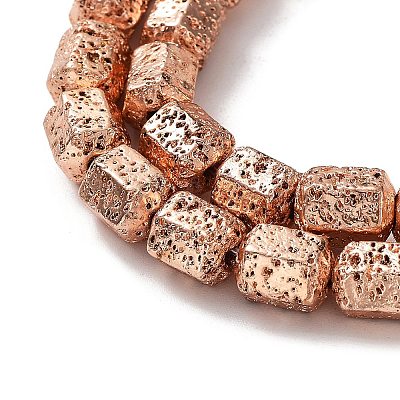 Electroplated Natural Lava Rock Beads Strands G-H303-A10-RG02-1