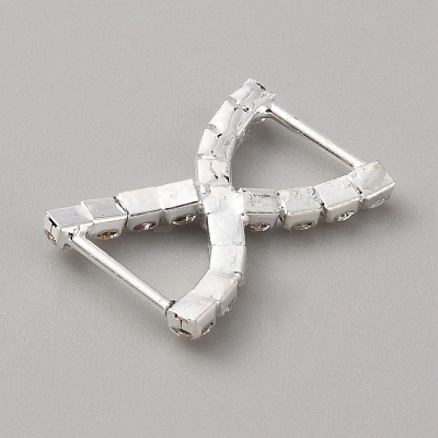 Silver Plated Brass Rhinestone Connector Charms RB-WH0001-03-1
