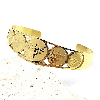 201 Stainless Steel Cuff Bangles for Women LS-BJEW-F507-04G-1