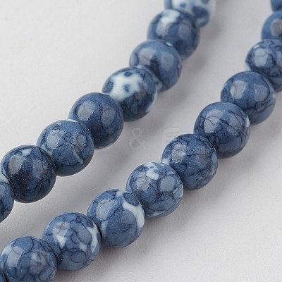 Natural Ocean White Jade Bead Strands G-G916-6mm-05-1