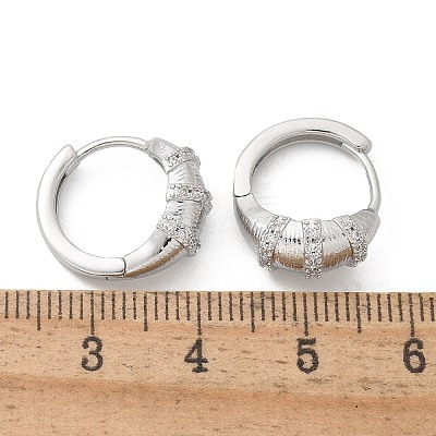 Brass Clear Cubic Zirconia Hoop Earrings EJEW-Q014-21P-1