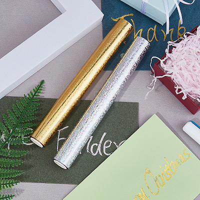 2 Rolls 2 Colors PET Stamping Hot Foil Paper DIY-FH0007-24A-1