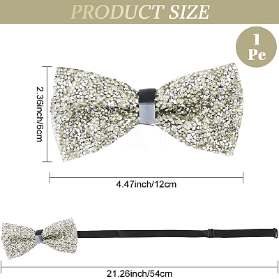 1Pc Polyester with Rhinestone Bow Ties for Bridegroom AJEW-SP0003-32E-1