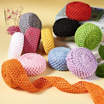 2 Rolls 2 Sizes Polyester Elastic Ribbon EW-TA0001-02E-1
