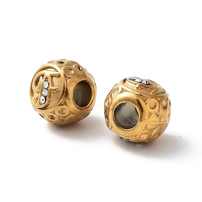 Ion Plating(IP) 304 Stainless Steel Rhinestone European Beads STAS-A092-10F-G-1