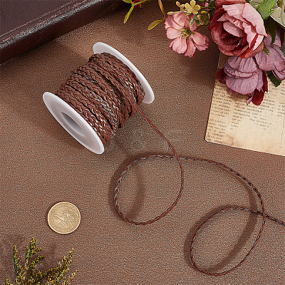 10M Flat Braided Imitation Leather Cords LC-CL0001-04B-1
