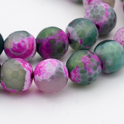 Natural Fire Crackle Agate Faceted Round Beads Strands G-A134-02F-8mm-1