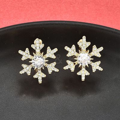 Brass Micro Pave Clear Cubic Zirconia Cuff Earrings EJEW-F370-25G-1