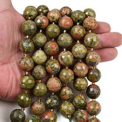 Natural Unakite Beads Strands G-C249-A174-16mm-1