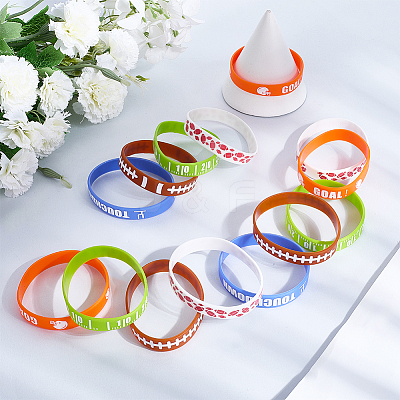 35Pcs 5 Colors Silicone Cord Bracelet Wristband BJEW-GF0001-31C-1