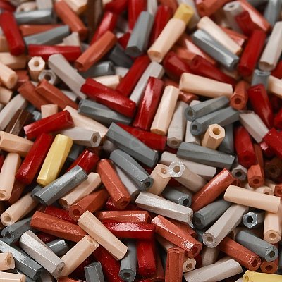 Baking Paint Glass Twist Bugle Beads SEED-C004-02L-1