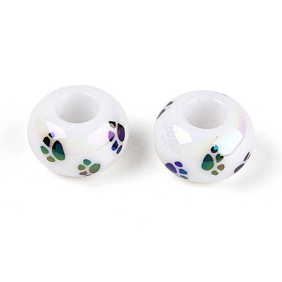 UV Plating Printed Opaque Acrylic European Beads MACR-N018-05A-1