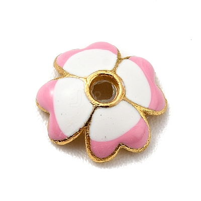 4-Petal Alloy Enamel Bead Caps FIND-G029-06G-01-1