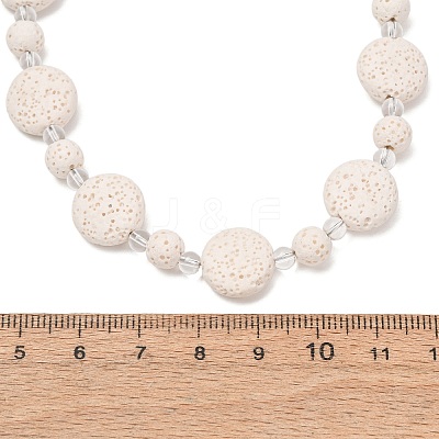Natural Lava Rock Coin Beaded Necklaces GG-CBA922D-06B-1