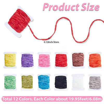 12Pcs 12 Colors Polyester Chenille Yarn Roll OCOR-SP0001-36-1