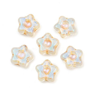 Electroplate and Golden Metal Enlaced Glass Beads EGLA-T029-02A-1
