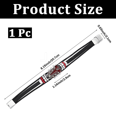 1Pc Alloy & Leather Cord Bracelets for Men Women BJEW-CL0001-56-1
