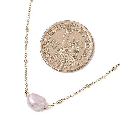 Natural Cultured Freshwater Pearl Potato Pendant 304 Stainless Steel Satellite Chain Necklaces for Women NJEW-JN05770-1