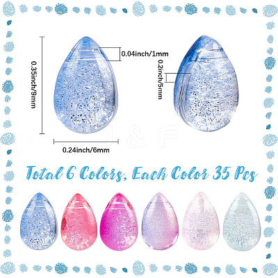 210Pcs 6 Colors Transparent Glass Beads GGLA-LT0001-02B-1