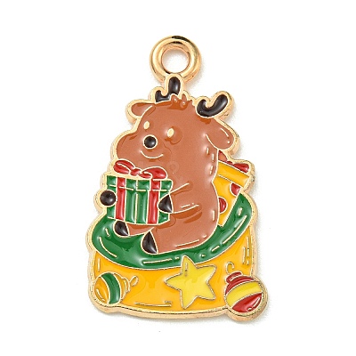 Christmas Theme Alloy Enamel Pendants ENAM-I060-01G-1