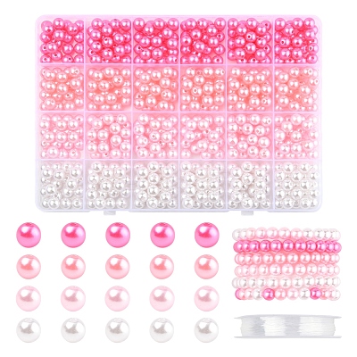 100Pcs 4 Colors Spray Painted ABS Plastic Imitation Pearl Beads OACR-FS0002-09A-1