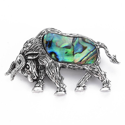 Cow Alloy Brooch PALLOY-N166-002-A02-RS-1