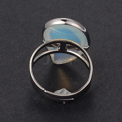 Adjustable Opalite & Platinum Brass Rings RJEW-N024-02I-1