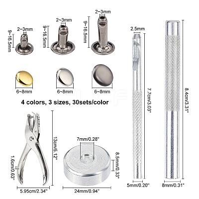 Double Cap Iron Rivets & Install Tool Sets DIY-WH0167-65-1