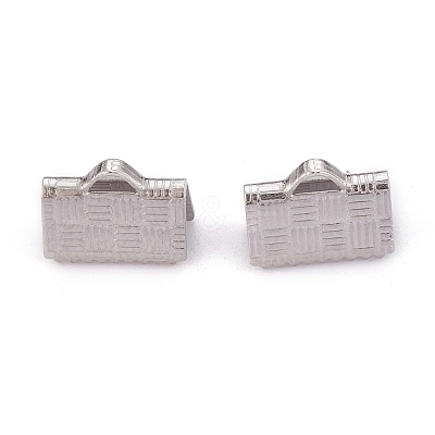 Tarnish Resistant 304 Stainless Steel Ribbon Crimp Ends STAS-P249-27B-P-1