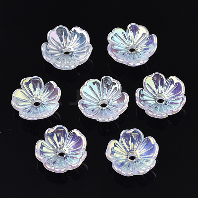 5-Petal Electroplate Acrylic Bead Caps X-PACR-T014-05-1