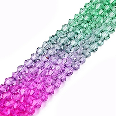 Gradient Color Baking Paint Glass Bead Strands DGLA-A039-T2mm-A010-1
