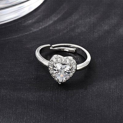 Brass Micro Pave Clear Cubic Zirconia Cuff Open Rings CU-CBA5C10-01P-1