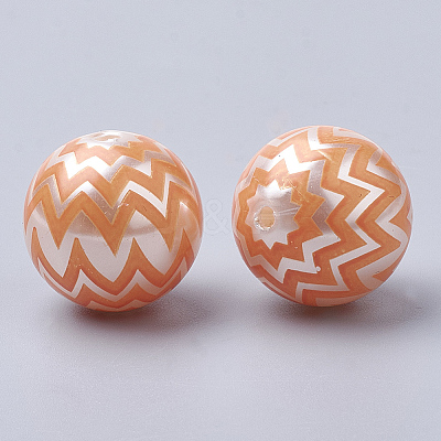 Printed Imitation Pearl Acrylic Beads LS-X-MACR-R558-01B-1