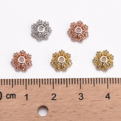 CZ Brass Micro Pave Cubic Zirconia Flower Bead Caps ZIRC-L003-8mm-01-1