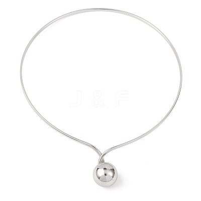 201 Stainless Steel Ball Charm Rigid Choker Necklaces for Women NJEW-Z098-05P-1