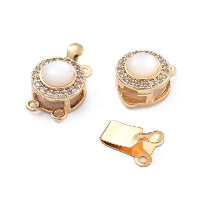 Brass Micro Pave Clear Cubic Zirconia Box Clasps KK-B125-04G-1