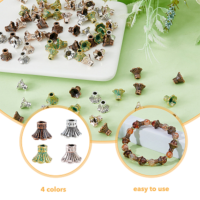 80Pcs 4 Colors Alloy Flower Bead Caps FIND-DC0003-87-1