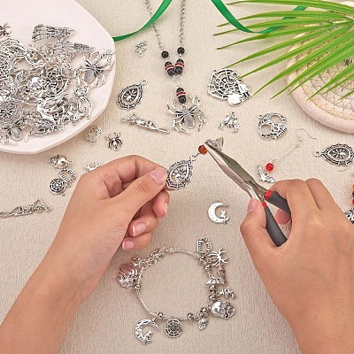 80Pcs Halloween Tibetan Style Alloy Pendants JX187A-1