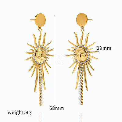 304 Stainless Steel Rhinestone Stud Dangle Earrings WG3BE84-02-1