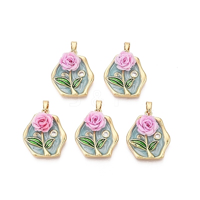 Brass Enamel Pendants KK-SZC0009-03G-03-1