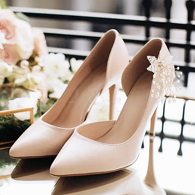 ABS Plastic Imitation Pearl Beaded Flower Wedding Shoe Decorations FIND-WH0126-71G-1