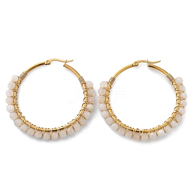 Beaded Hoop Earrings X-EJEW-JE03830-01-1