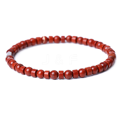 Natural Red Jasper Beads Stretch Bracelets for Women Men PW-WG6A9BA-12-1