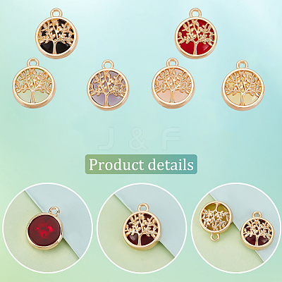 24Pcs 6 Colors Glass Connector Charms GLAA-PH0002-56LG-1