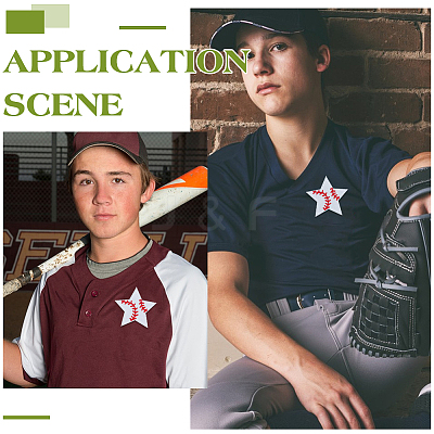 20Pcs Star with Baseball Pattern Computerized Embroidery Cloth Iron on/Sew on Patches PATC-BC0001-27-1