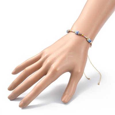 Glass Seed Column Link Bracelet BJEW-MZ00030-01-1