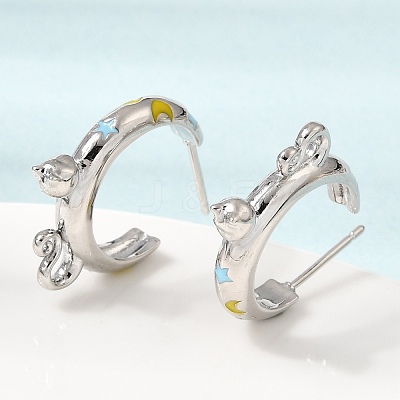 Brass Enamel Stud Earrings KK-CBA8324-23P-04-1