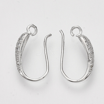 Brass Micro Pave Cubic Zirconia Earring Hooks X-ZIRC-Q022-035P-NF-1