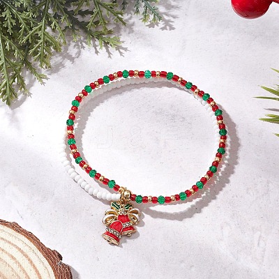3Pcs Christmas Glass Seed Beads & Glass Beads Multi-layered Bracelets BJEW-MZ00240-1